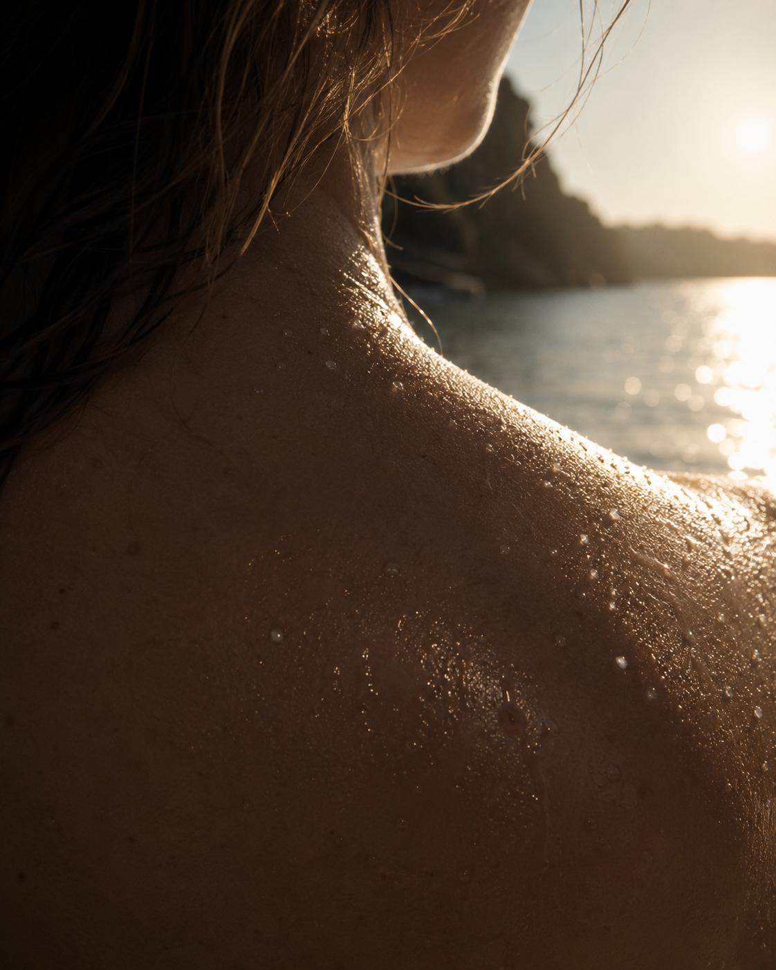 Salt crystals resting on bare skin